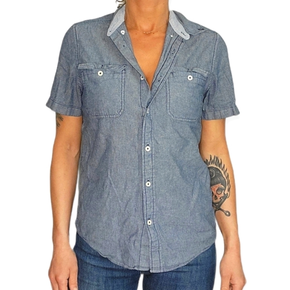 Tommy Hilfiger Custom Fit Button Down X Small Cotton Blue
